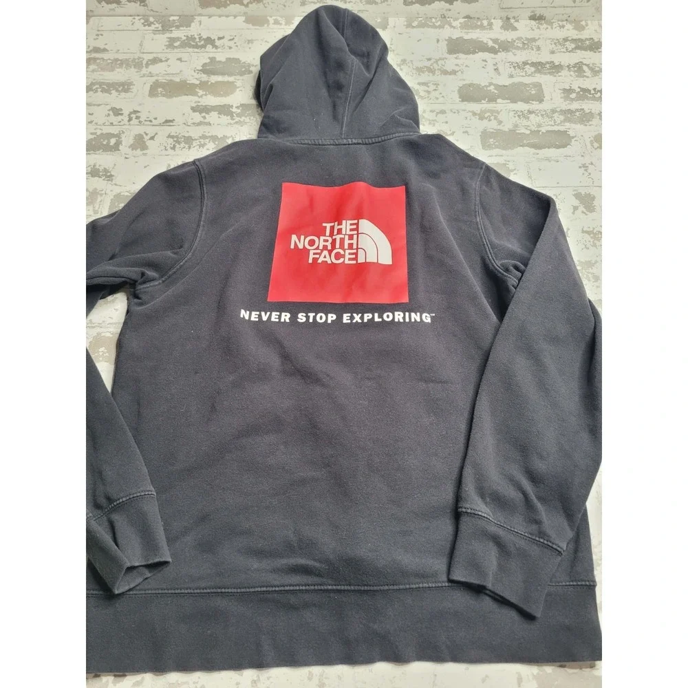 The North‎ Face Men's Black Hooded Sweatshirt Large Logo Hiking Outdoors